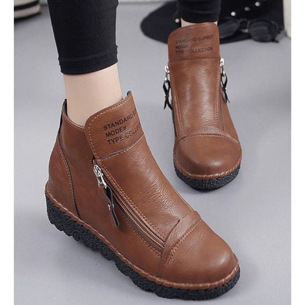 STANDARD SUPPLY Japanese Boots Booties Front Zip BROWN Sz 36 (US Sz 5.5/6)